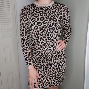 Leopard print sweater dress